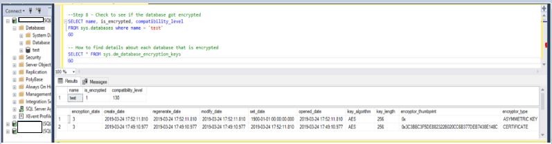 verify database was encrypted