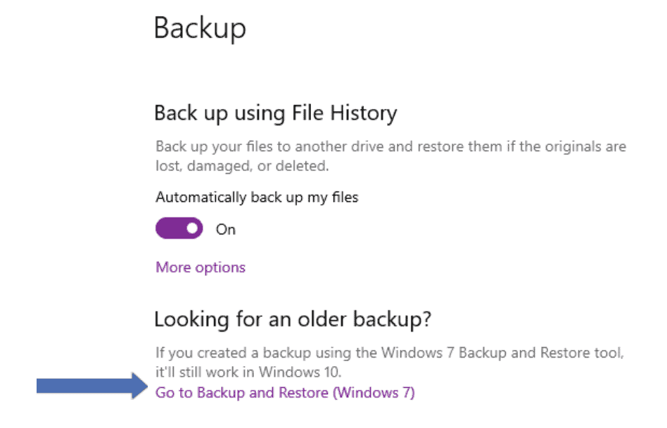 Creating a Windows Backup Image Navigating to create an image