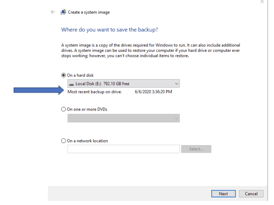 Creating a Windows Backup Image confirm successful backup