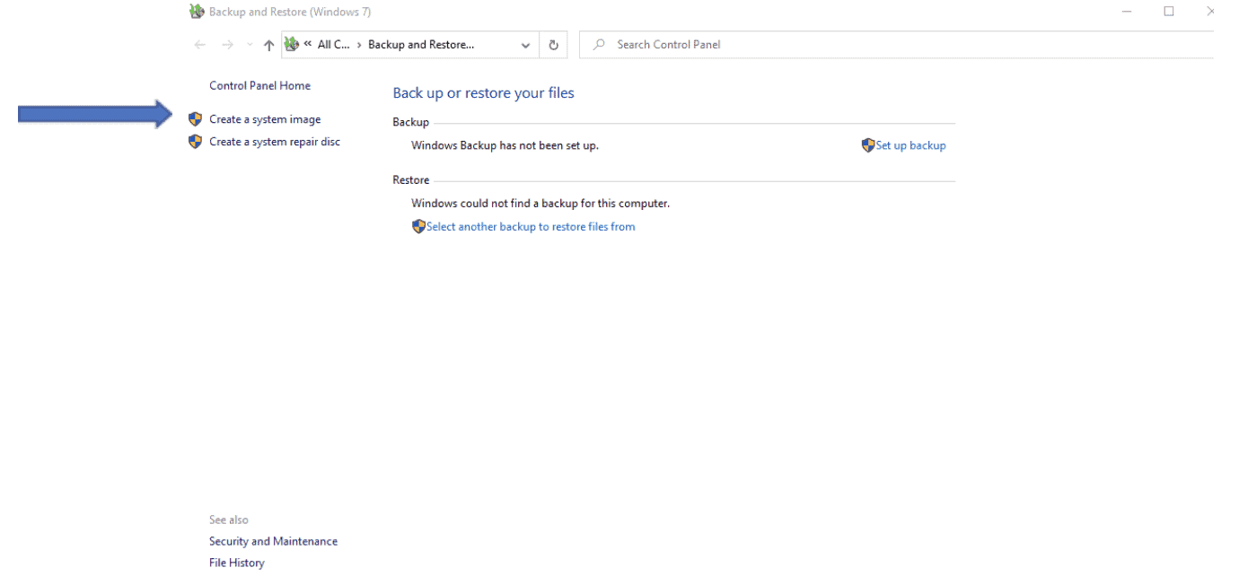 Creating a Windows Backup Image create window image