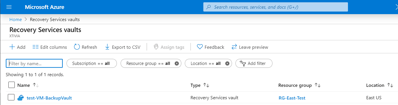 Recovery Services Vault