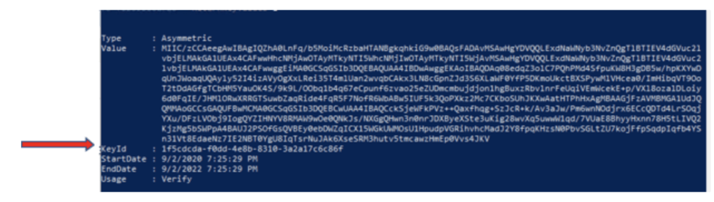 Removing an Azure Application ID Certificate-KeyID needed for removing cert from Azure AD