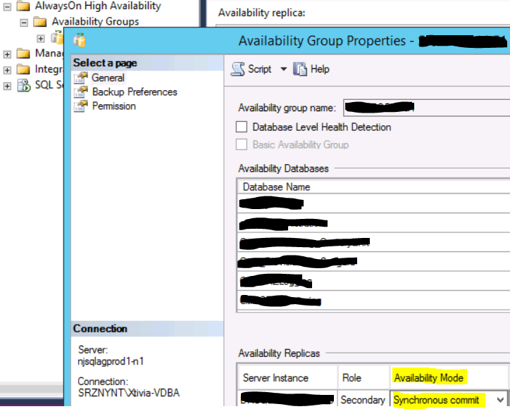availabilty group properties