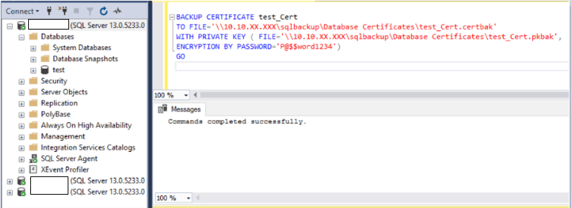 backup certificate