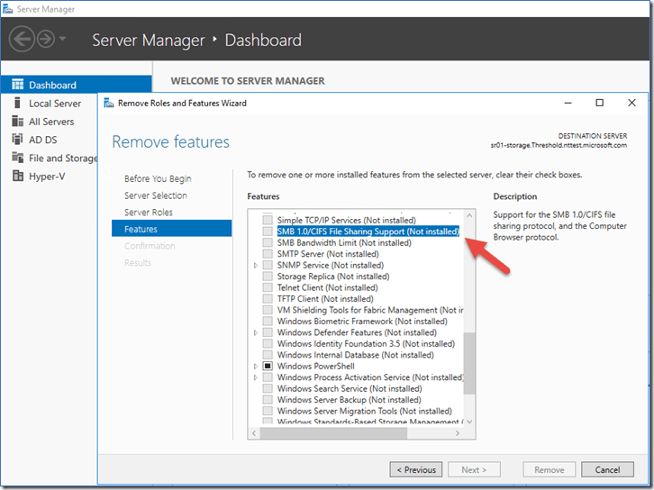 disable smb v1