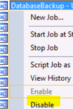 disable transaction log backup