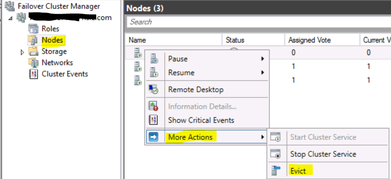 evict node from cluster
