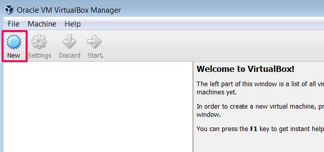 new virtualbox window