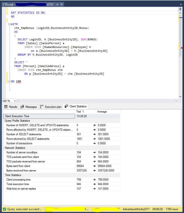 query profile statistics
